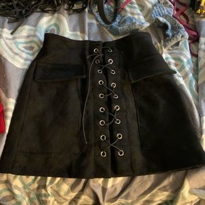 Extra small suede black mini skirt
